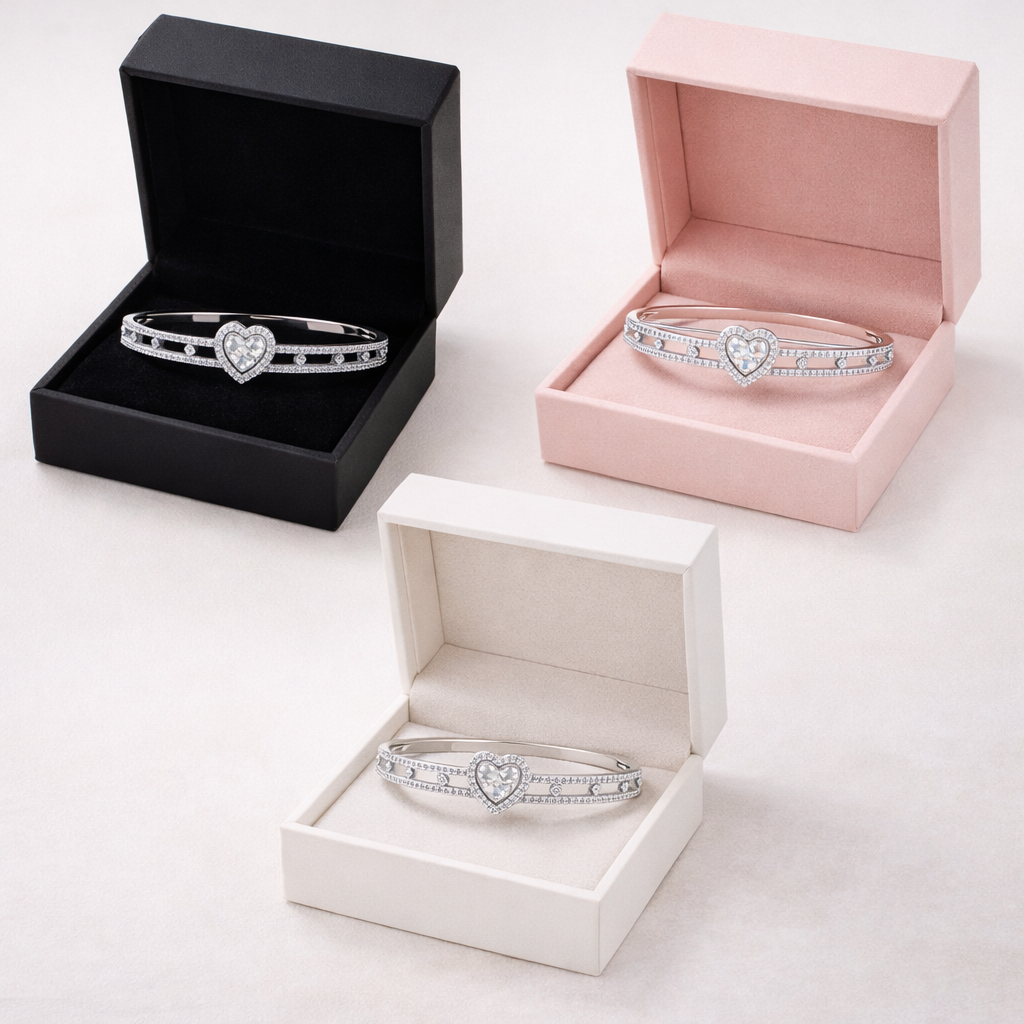 Luxury Heart Crystal Bracelet for Women – Elegant Silver Bracelet