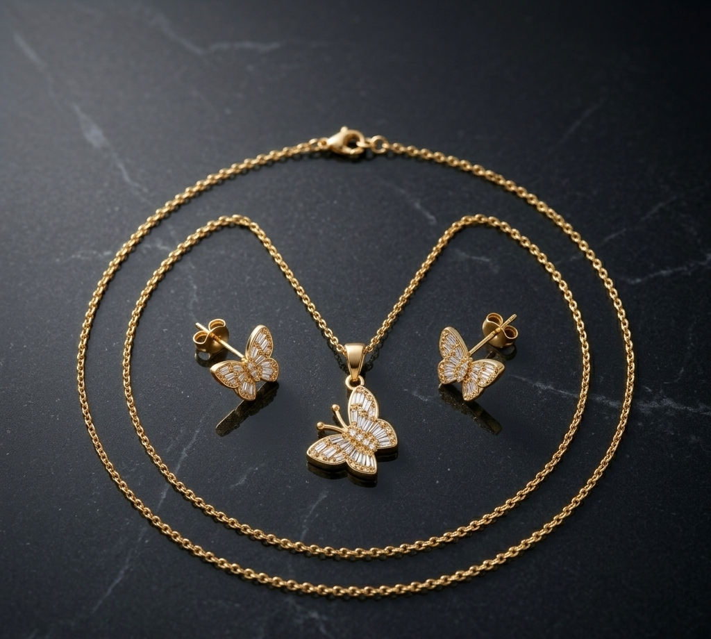Elegant Butterfly Necklace & Earrings SetElegant Butterfly Necklace & Earrings Set