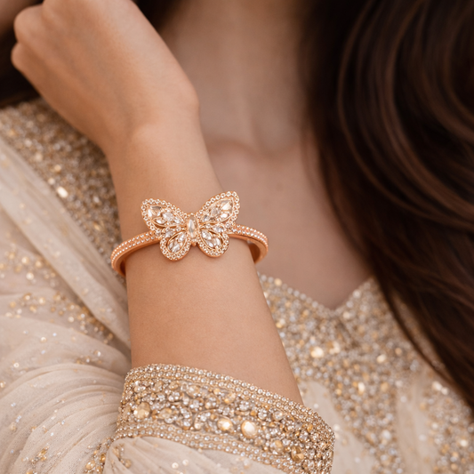 Elegant Butterfly Crystal Bracelet for Women – Luxury Gold Bracelet