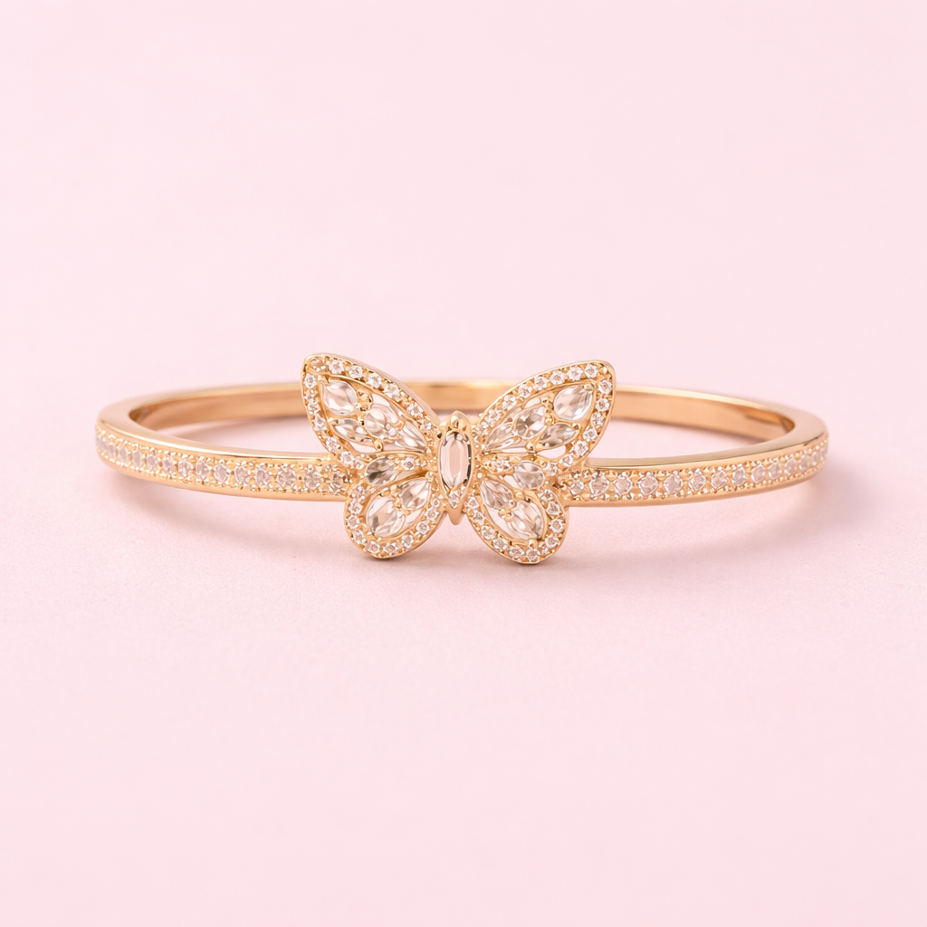 Elegant Butterfly Crystal Bracelet for Women – Luxury Gold Bracelet