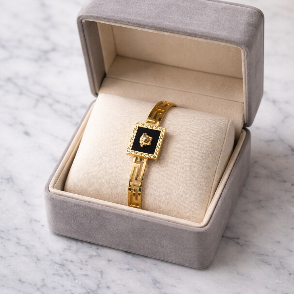 Luxury Black Dial Gold Bracelet Watch