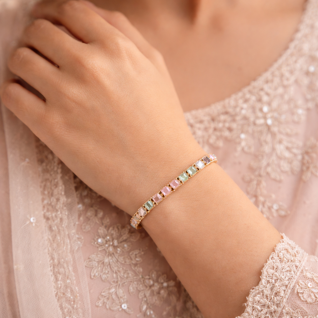 Pastel Crystal Gold Bracelet