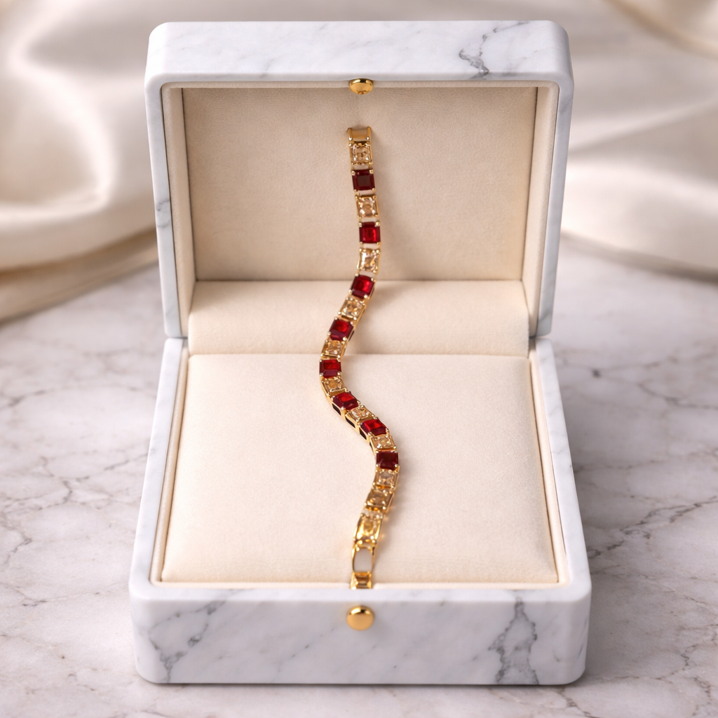 Ruby Red Crystal Gold Bracelet ❤️✨