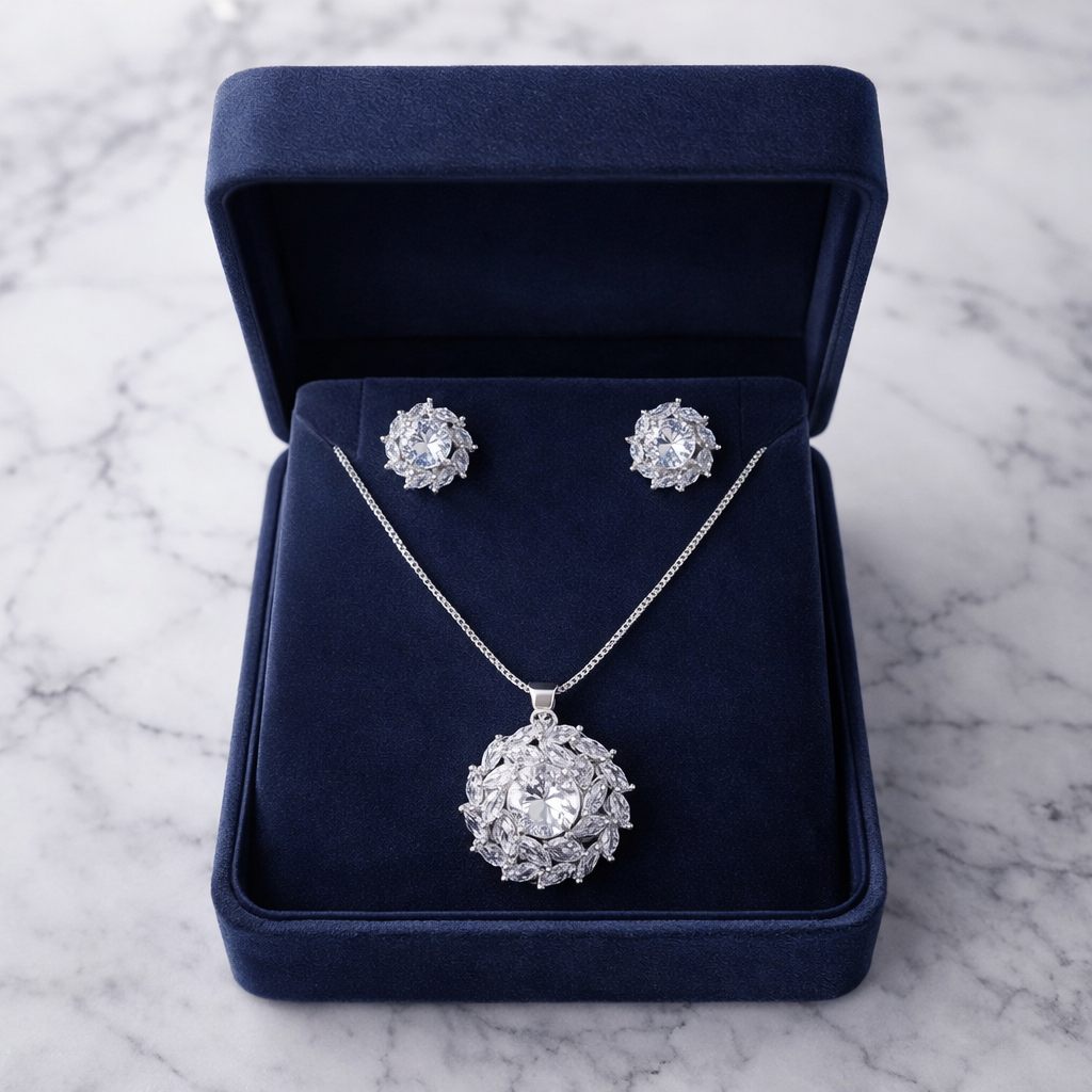 Luxury Crystal Necklace & Earrings Set