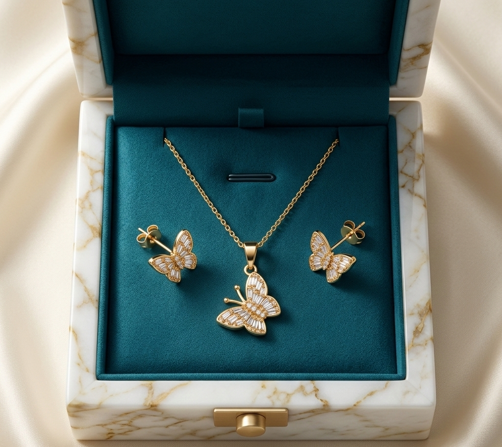 Elegant Butterfly Necklace & Earrings SetElegant Butterfly Necklace & Earrings Set