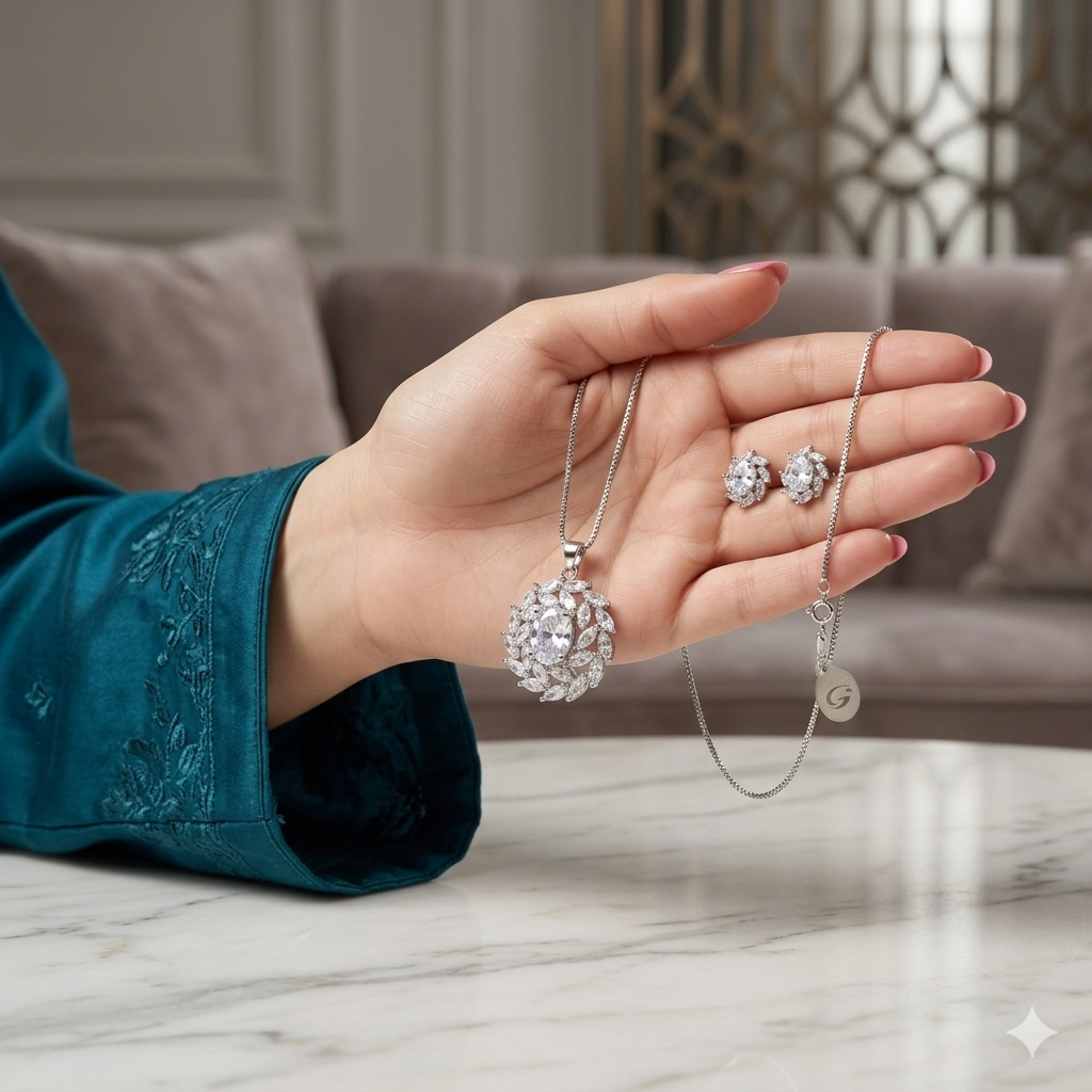 Luxury Crystal Necklace & Earrings Set